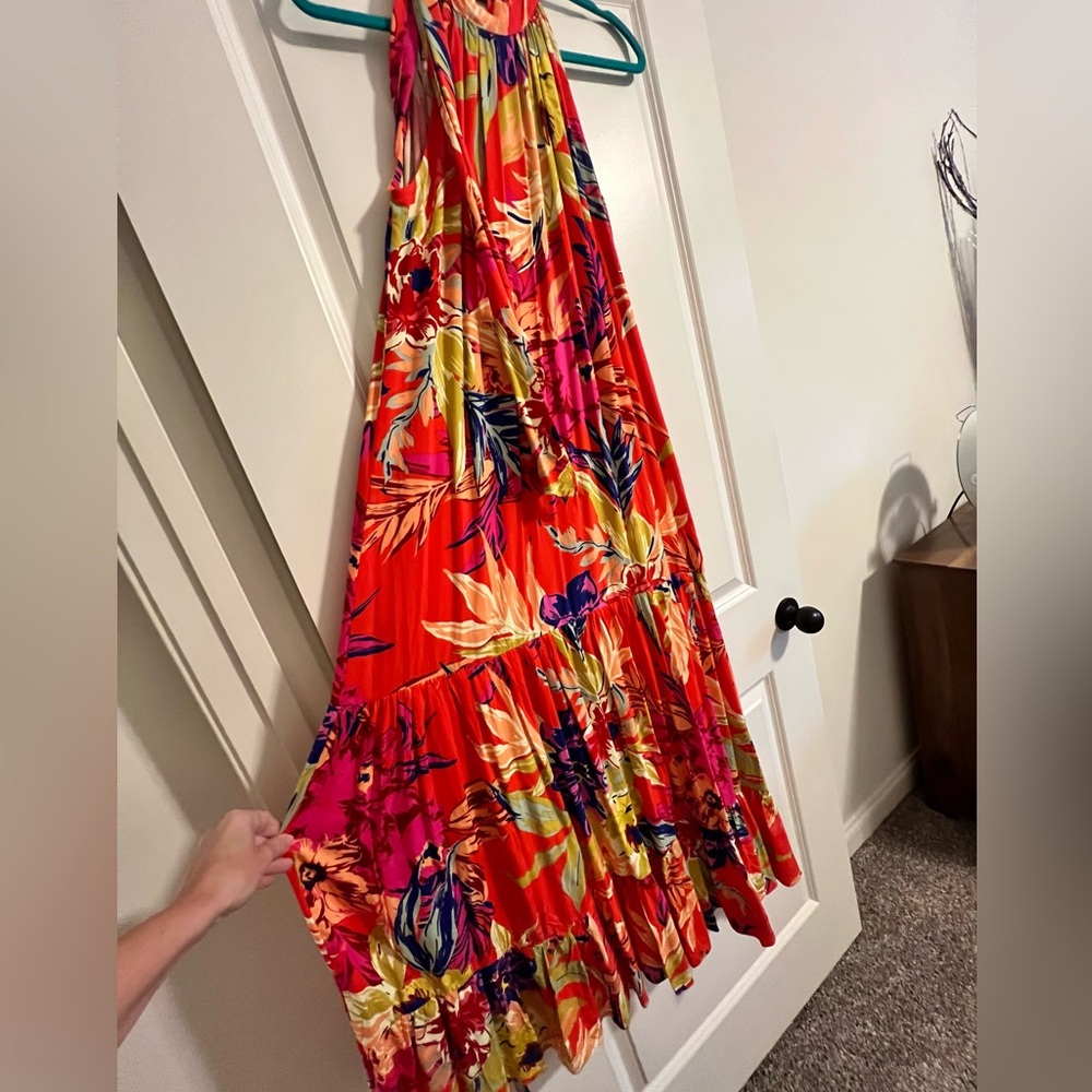 MSK Tropical Halter Maxi Dress - M - Picture 4 of 6